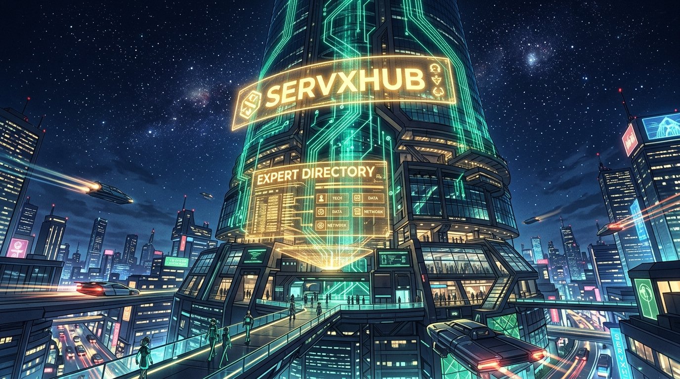 ServXHub Cyberpunk Service City Anime Illustration
